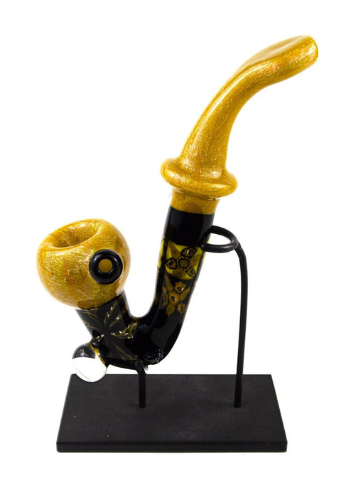 Cap'N Crunk | Black and Gold Sherlock Pipe - Peace Pipe 420