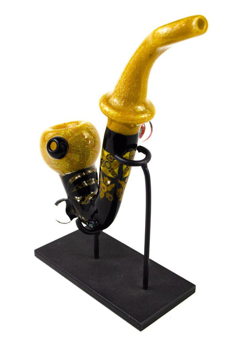 Cap'N Crunk | Black and Gold Sherlock Pipe - Peace Pipe 420