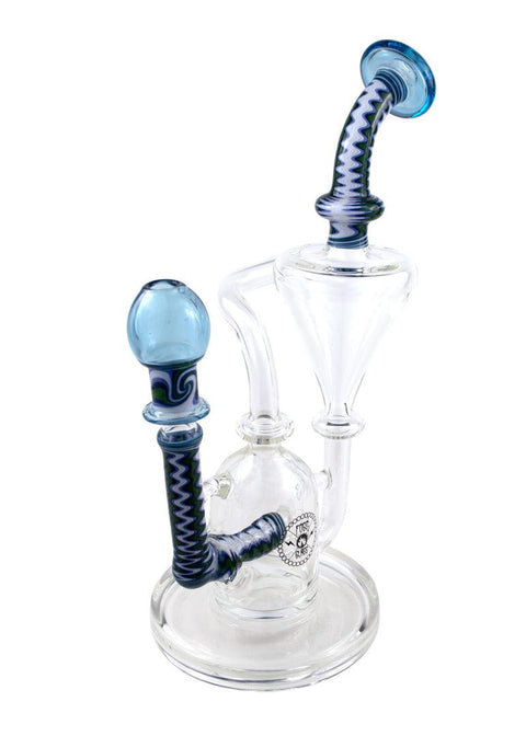 FOGZ | Blue & White Worked Recycler - Peace Pipe 420