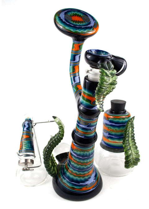 I. F. | Leaf Bubbler Set w/ Swing Arm and Nug Jar - Peace Pipe 420