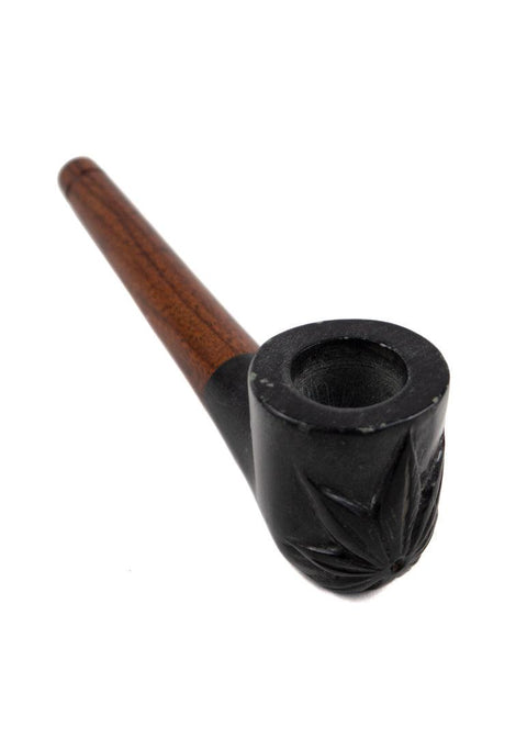 Priya | Carved Stone & Wood Sherlock 5" - Peace Pipe 420