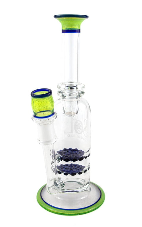 Seed of Life | Worked Mini Rig (Blue Frit Perc) - Peace Pipe 420