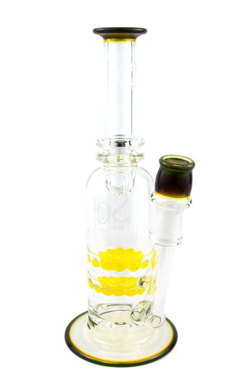 Seed of Life | Worked Mini Rig (Yellow Frit Perc) - Peace Pipe 420