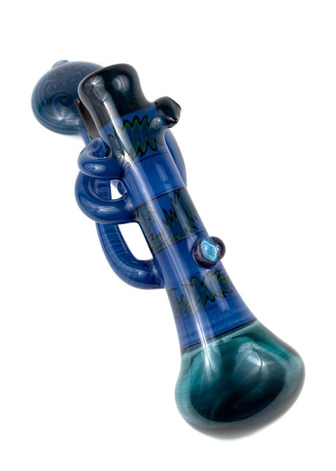 Steve Gelb | Blue Wig-Wag Laydown Bubbler - Peace Pipe 420