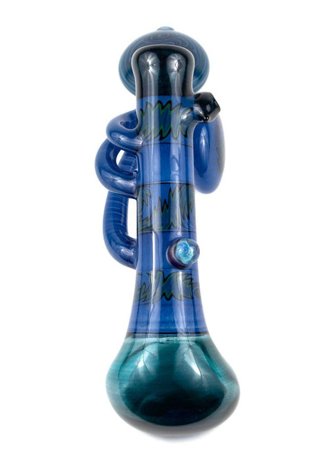 Steve Gelb | Blue Wig-Wag Laydown Bubbler - Peace Pipe 420