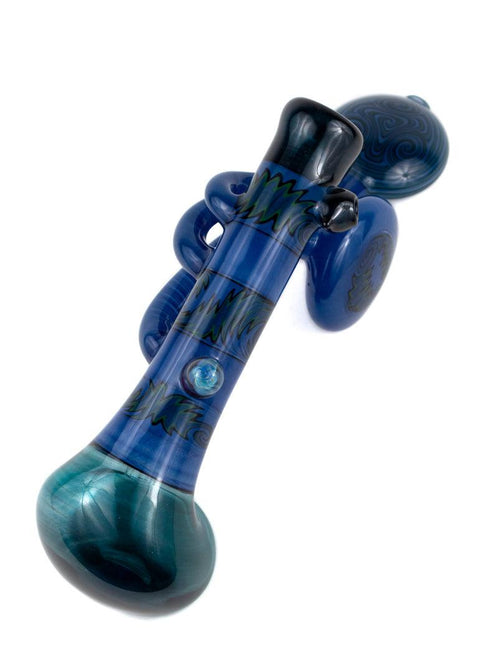 Steve Gelb | Blue Wig-Wag Laydown Bubbler - Peace Pipe 420