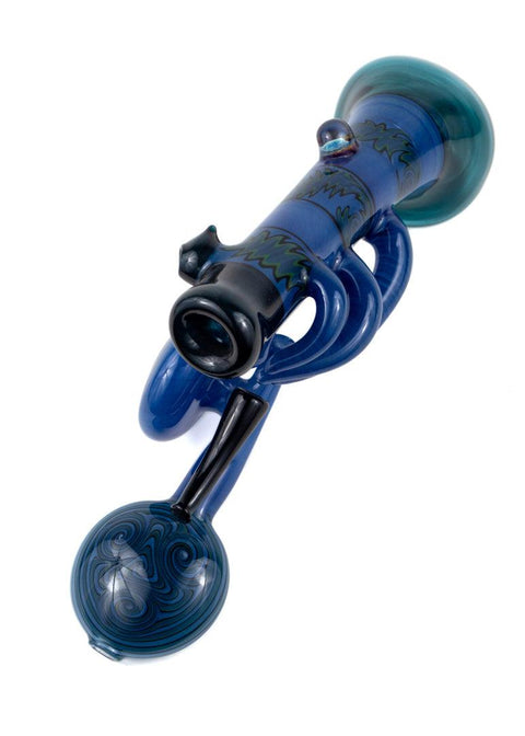 Steve Gelb | Blue Wig-Wag Laydown Bubbler - Peace Pipe 420