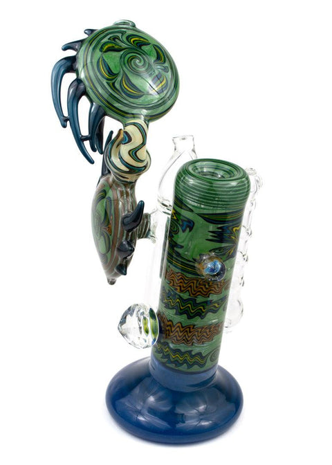 Steve Gelb | Green Wig-Wag Upright Bubbler - Peace Pipe 420