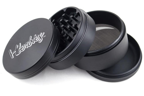 Herbies | 4 Piece Grinder - Black - Peace Pipe 420