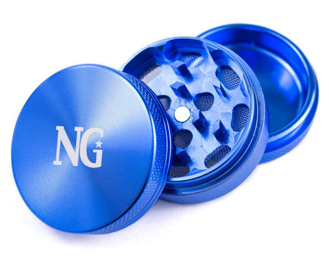 Nice Glass | 3 Piece Grinder - Blue - Peace Pipe 420