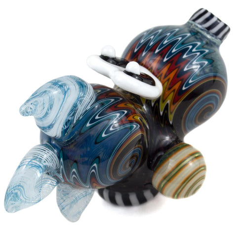 Global Glassworks | Yoshi Dark Wig-Wag Pendant Pipe - Peace Pipe 420