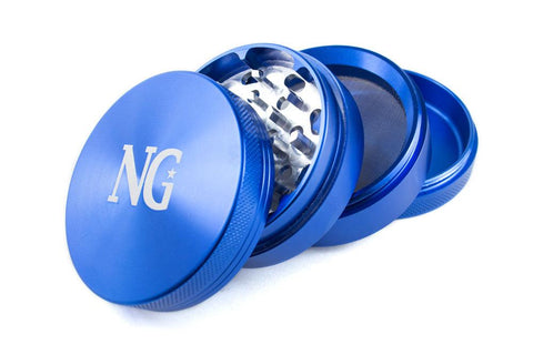 Nice Glass | 4 Piece Grinders - Blue - Peace Pipe 420