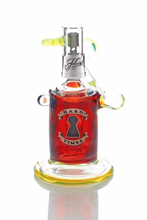 Hard Times | 5.5" Red Elvis Fumed 4-Leg Side Car Rig - Peace Pipe 420