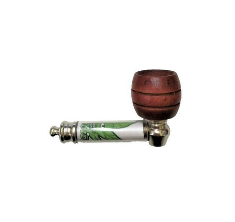 Herbies | Metal Pipe with Wooden Bowl - Peace Pipe 420