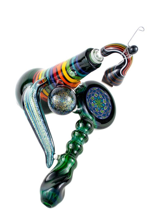 Kevin Murray | Bubbler Pipe - XL w/ Dichro Wing and Marble - Peace Pipe 420